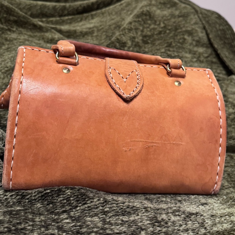 Leather calf hair cow print vintage bag - Picture 3 of 7